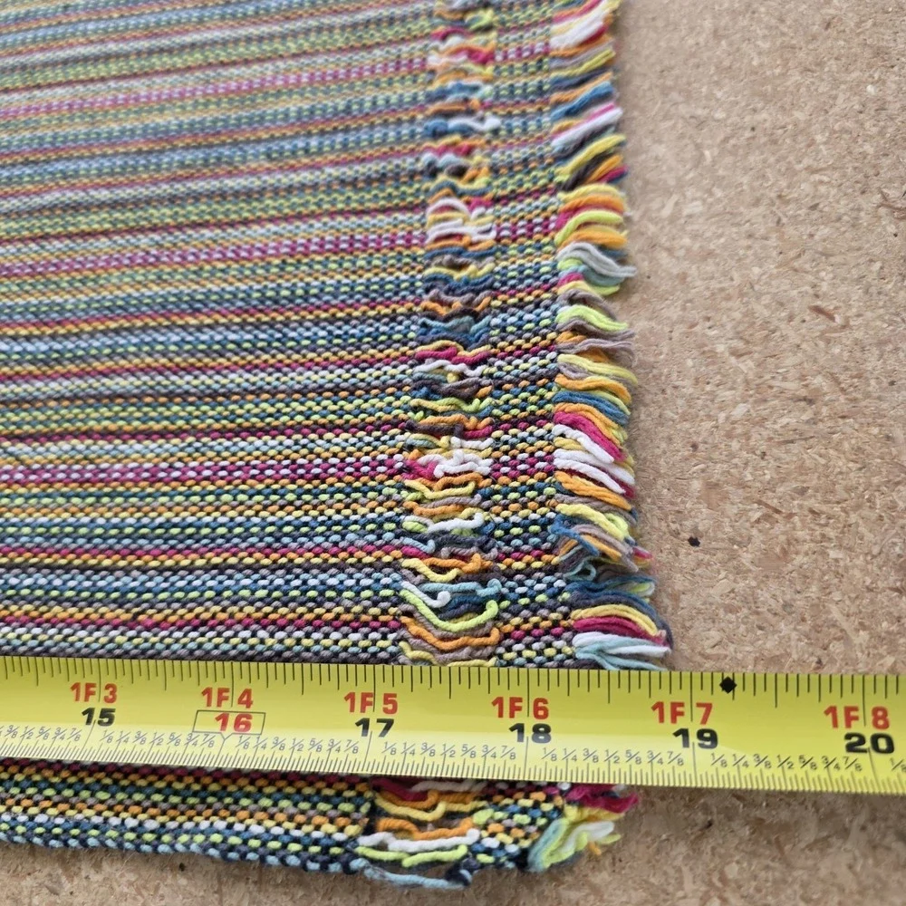 (×11) Crate & Barrel Placemats Mercado Woven Fringe Multicolor Striped Cotton